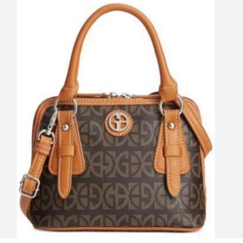 Giani Bernini Monogram Signature Mini Crossbody Bag, Brown Tan, Small
